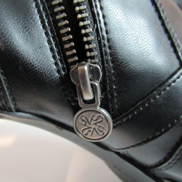 Simply Vera Boots 9.5 M Black Jaeger Buckle Ankle Bootie Faux Leather High Heel - Picture 9 of 15